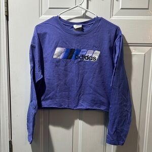 adidas Purple Cropped Long-Sleeve Logo Top